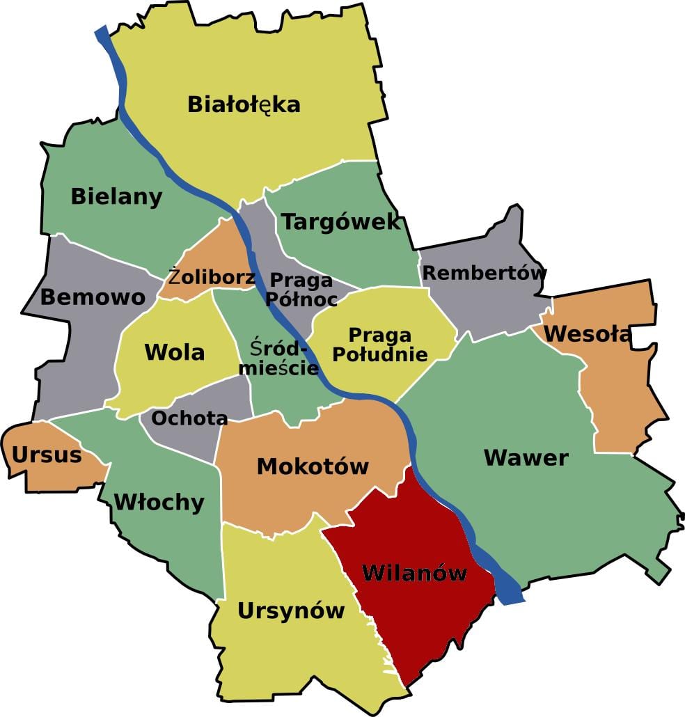 ನಕ್ಷೆ ವಾರ್ಸಾ ನೆರೆಹೊರೆ