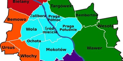 ನಕ್ಷೆ ಜಿಲ್ಲೆಗಳಲ್ಲಿ Warsaw 